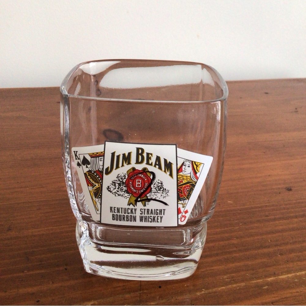 Vintage Jim Beam Kentucky Straight Bourbon Whiskey Glass, 20 oz. ~ Playing Cards